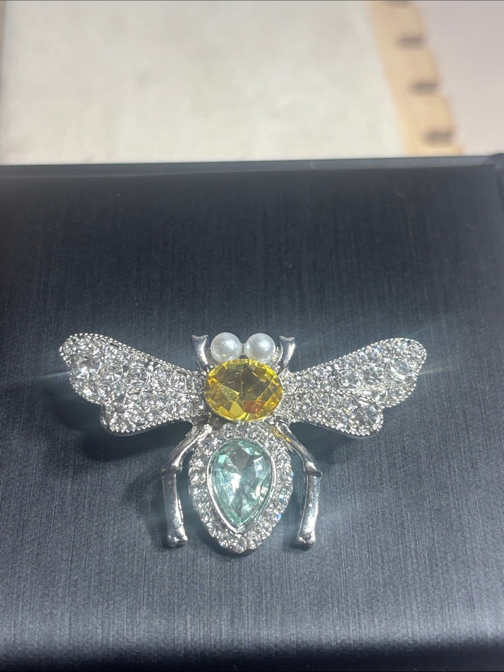 Gold-Tone Bee Brooch with Yellow and Clear Crystals